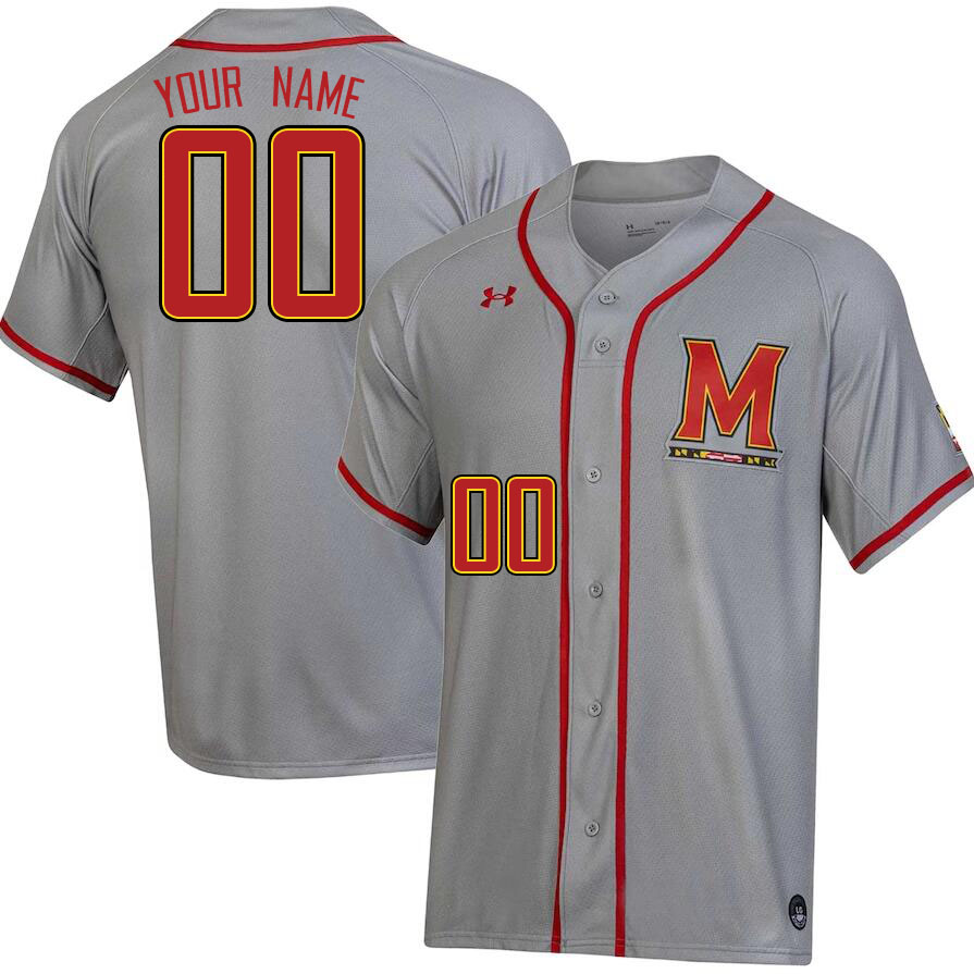 Custom Maryland Terrapins Name And Number College Baseball Jerseys Stitched-Gray
